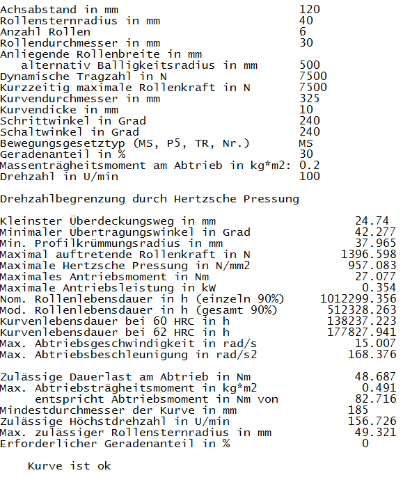 Bewegung eines Parallelkurven-Schrittgetriebes mit der Software OPTIMUS MOTUS